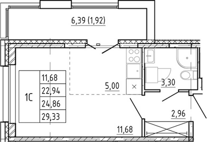Квартира студия 22.94 м², 7/12 эт., ЖК «Полис Новоселье»